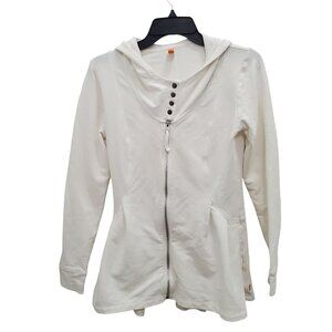Lucy Activewear White Stretch Cotton Flared Zip Front Snap Hoodie‎ Size S